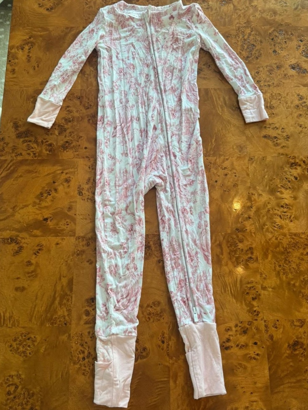Posh Peanut Antoinette Pink & White Floral Convertible Footie
